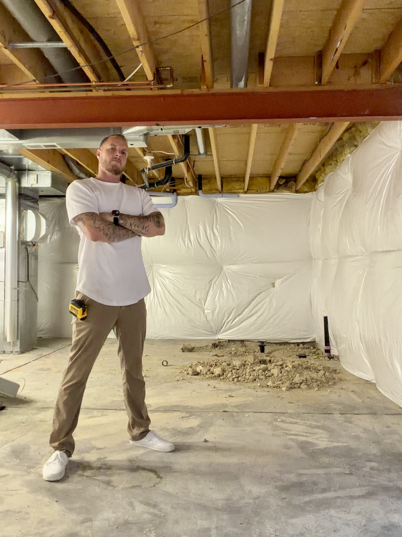 On site in an unfinished basement